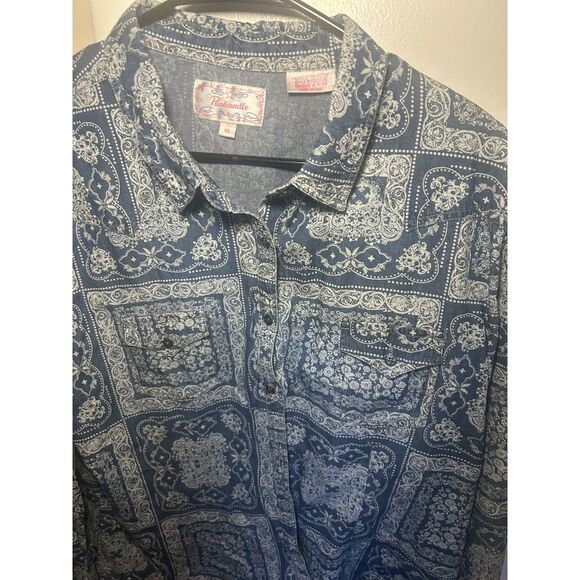 Vintage Panhandle Slim Western Cotton Shirt Bandana Print Button Up Cowgirl XL - Picture 5 of 6